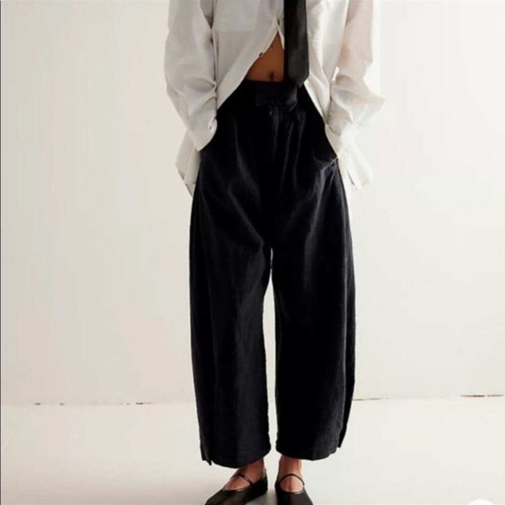Free People Cool Harbor Wide Leg Pants Black